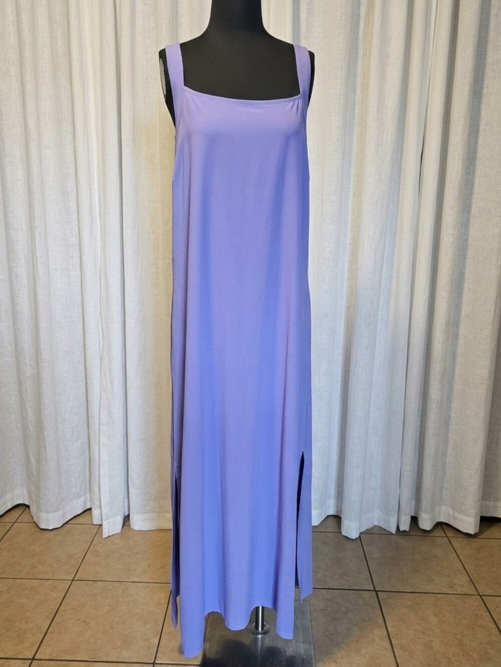 Athleta Arrival maxi dress with wide straps and side slits.